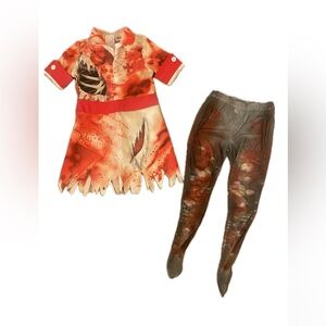 Girls Zombie Nurse Costume Set - Red and Gray